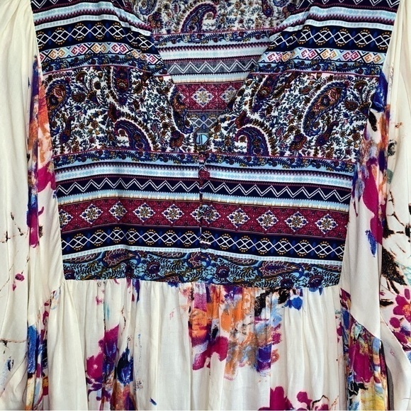 Umgee Claire Floral Boho Pink Royal Combo Dress - Picture 5 of 7